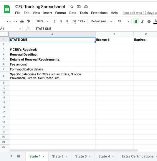 CEU Tracking Spreadsheet